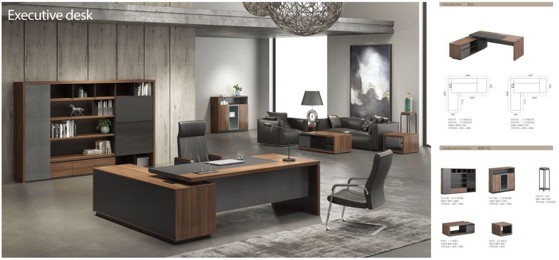 Otto Brown and Gray Executive Luxury Office Desk - Northern Interiors