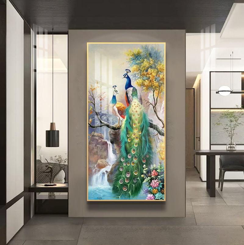 Peacock Décor Gold Frame Wall Art - Northern Interiors