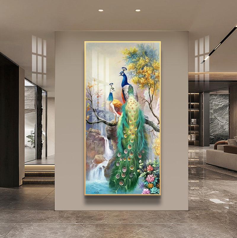 Peacock Décor Gold Frame Wall Art - Northern Interiors