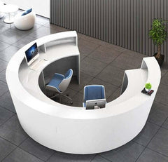Round Modern Marble Look Reception Desk - Northern Interiors