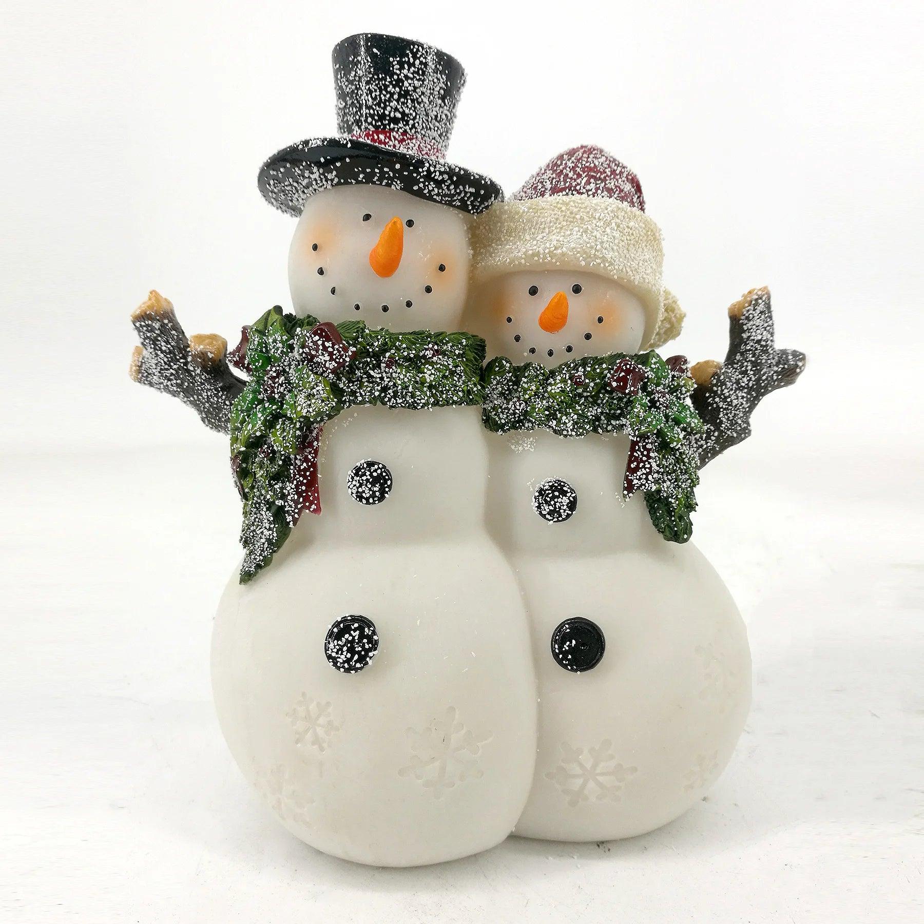 Snowman Couple Christmas Figurine Decoration - Northern Interiors