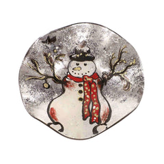 Snowman Decorative Glass Round Plate - Northern Interiors