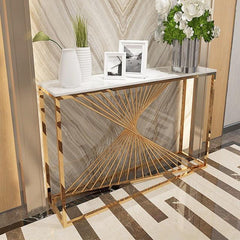 Twister Stainless steel Marble Top Console Table - Northern Interiors