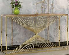 Twister Stainless steel Marble Top Console Table - Northern Interiors