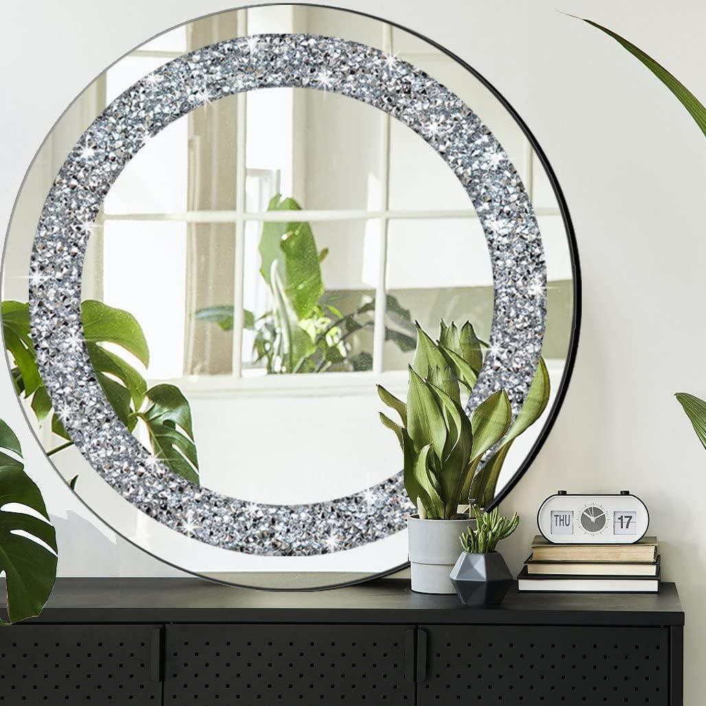 Unique Round Crushed Diamond Crystal Wall Mirror - Northern Interiors