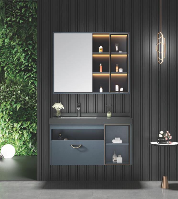 VENESA Luxury Modern Wall Mount Grey Bathroom Vanity Set - Northern Interiors