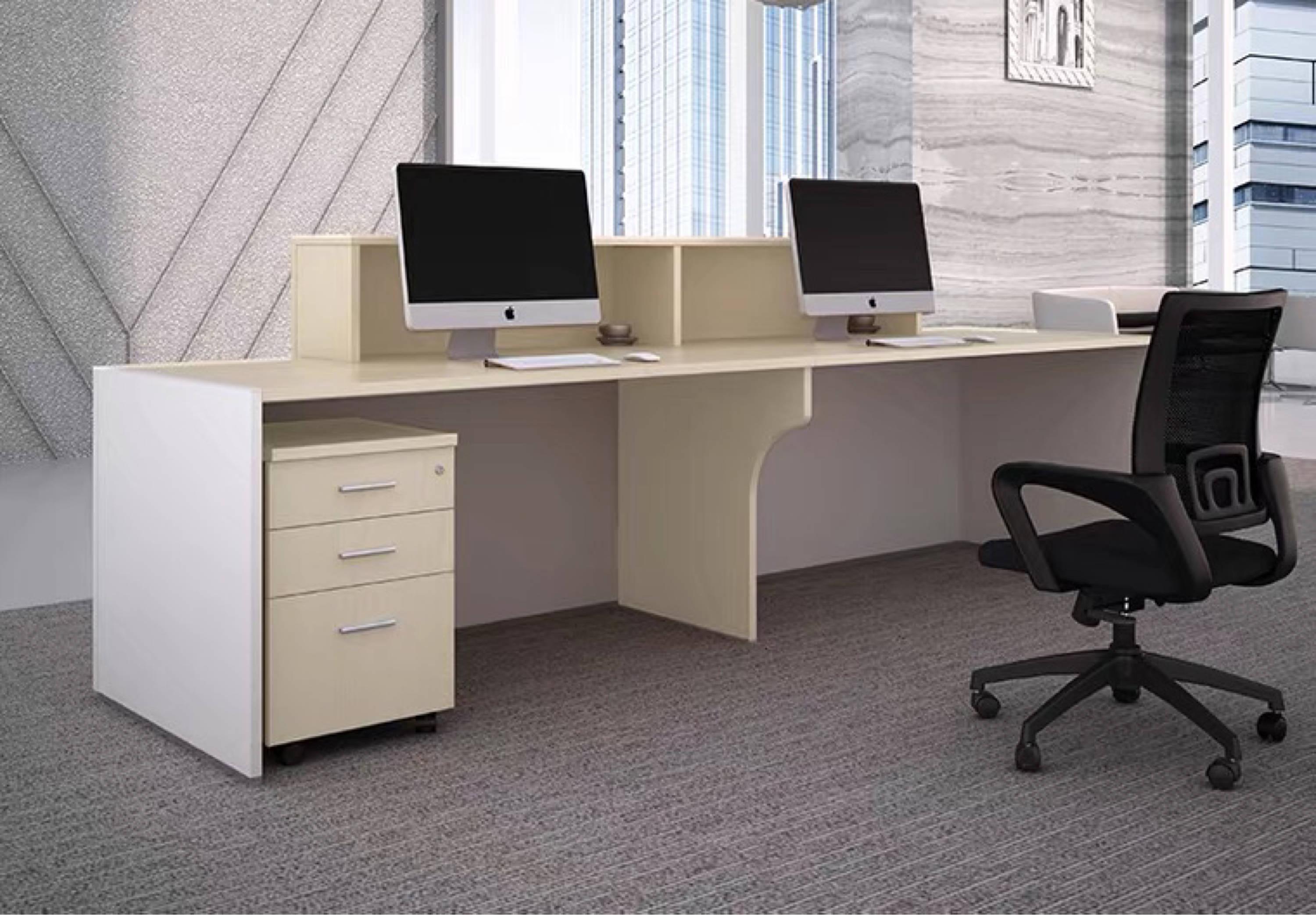Walnut Modern Reception Desk with LED - Northern Interiors