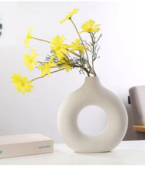 White Donut Ceramic Flower Vase Set - Northern Interiors