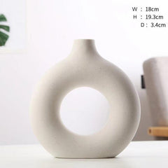 White Donut Ceramic Flower Vase Set - Northern Interiors