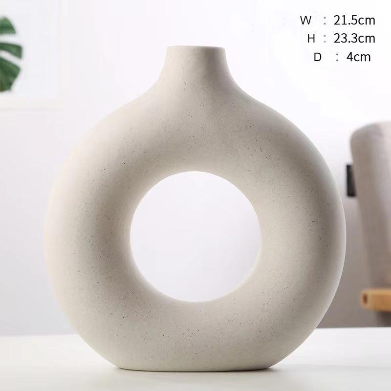 White Donut Ceramic Flower Vase Set - Northern Interiors