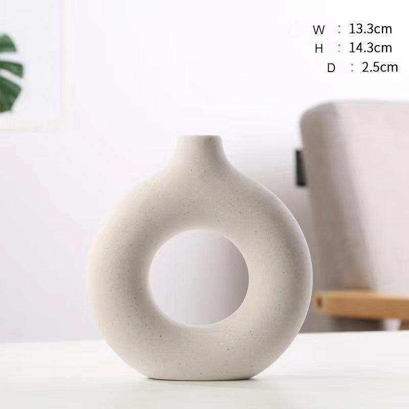 White Donut Ceramic Flower Vase Set - Northern Interiors