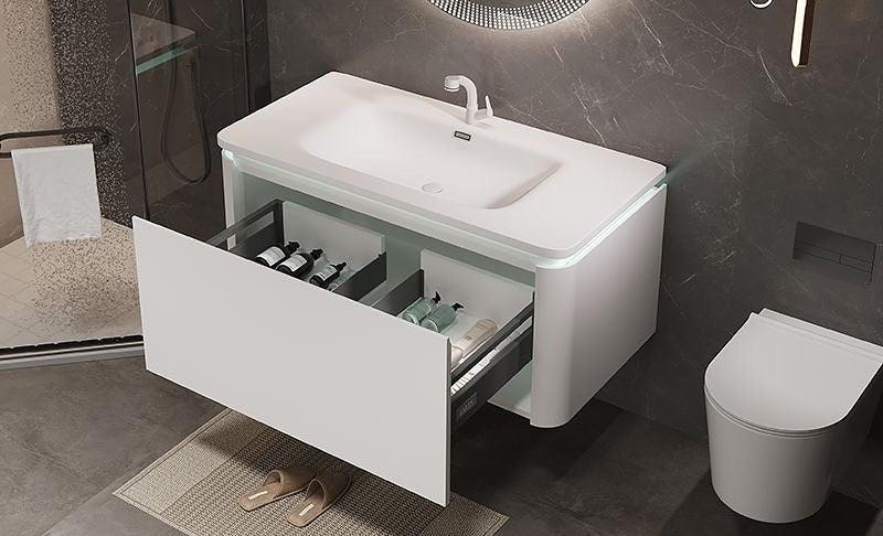 WHITE ICE II Luxury Wall Mount Bathroom Vanity & LED Mirror Set - Northern Interiors