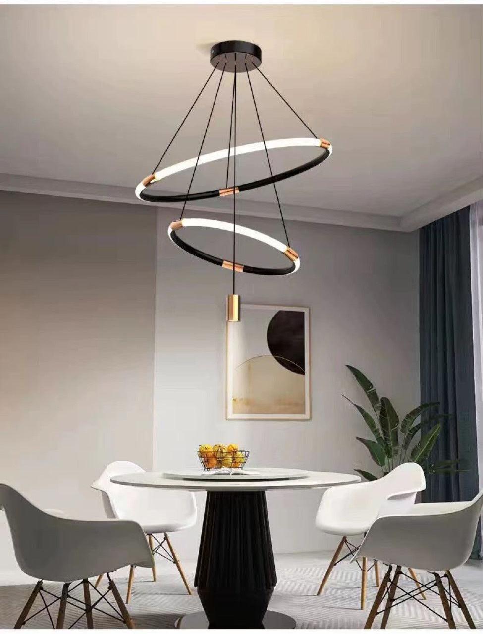 Draga Luxury Black and Gold double Ring LED Pendant Light - Northern Interiors