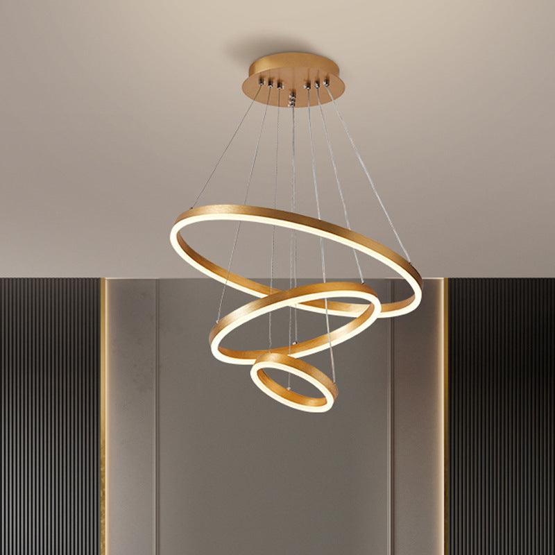 Gold Modern Luxury 3 Ring LED Pendant Light - Northern Interiors