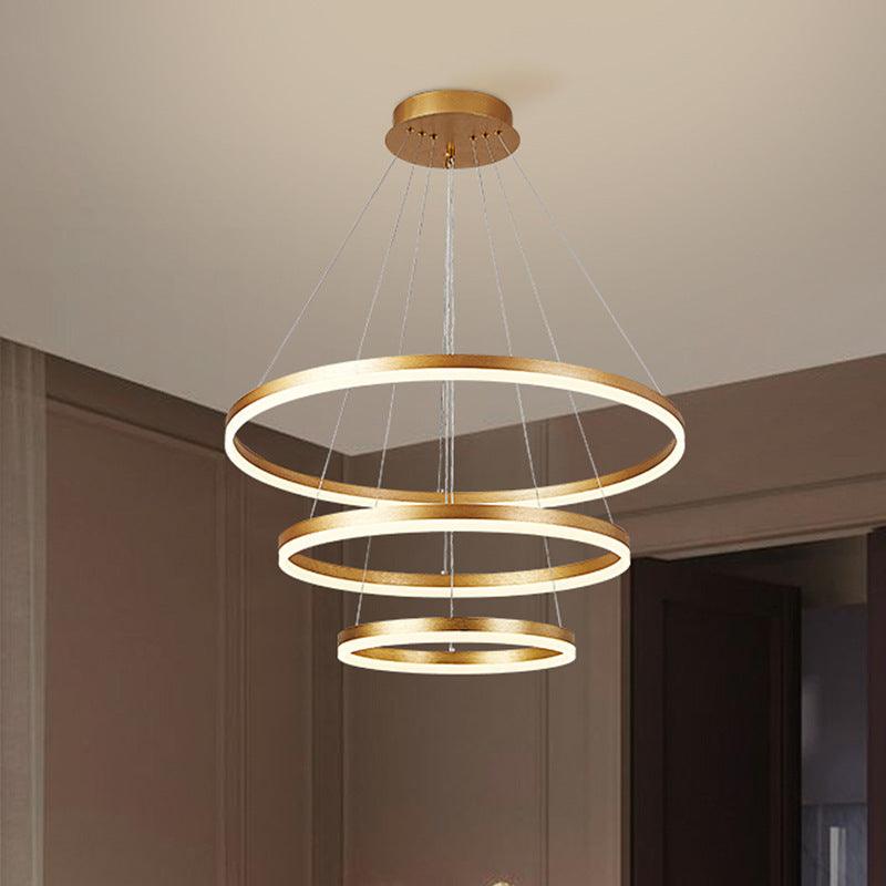 Gold Modern Luxury 3 Ring LED Pendant Light - Northern Interiors