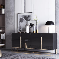 Modern Black and Gold wooden sideboard buffet cabinet - Northern Interiors