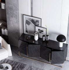 Modern Black and Gold wooden sideboard buffet cabinet - Northern Interiors