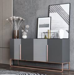 Modern Gray and Rose Gold wooden sideboard buffet cabinet - Northern Interiors