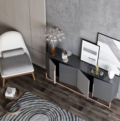 Modern Gray and Rose Gold wooden sideboard buffet cabinet - Northern Interiors