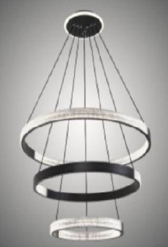 YingYang Modern Luxury Black 3 Ring LED Pendant Light - Northern Interiors